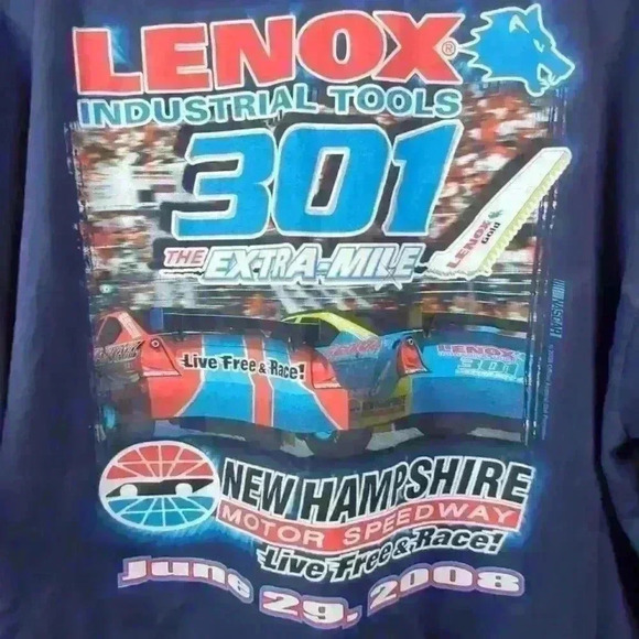 Lenox 301 New Hampshire Motor Speedway T  Shirt 2008 Nascar 2XL - Double Sided - Picture 8 of 8